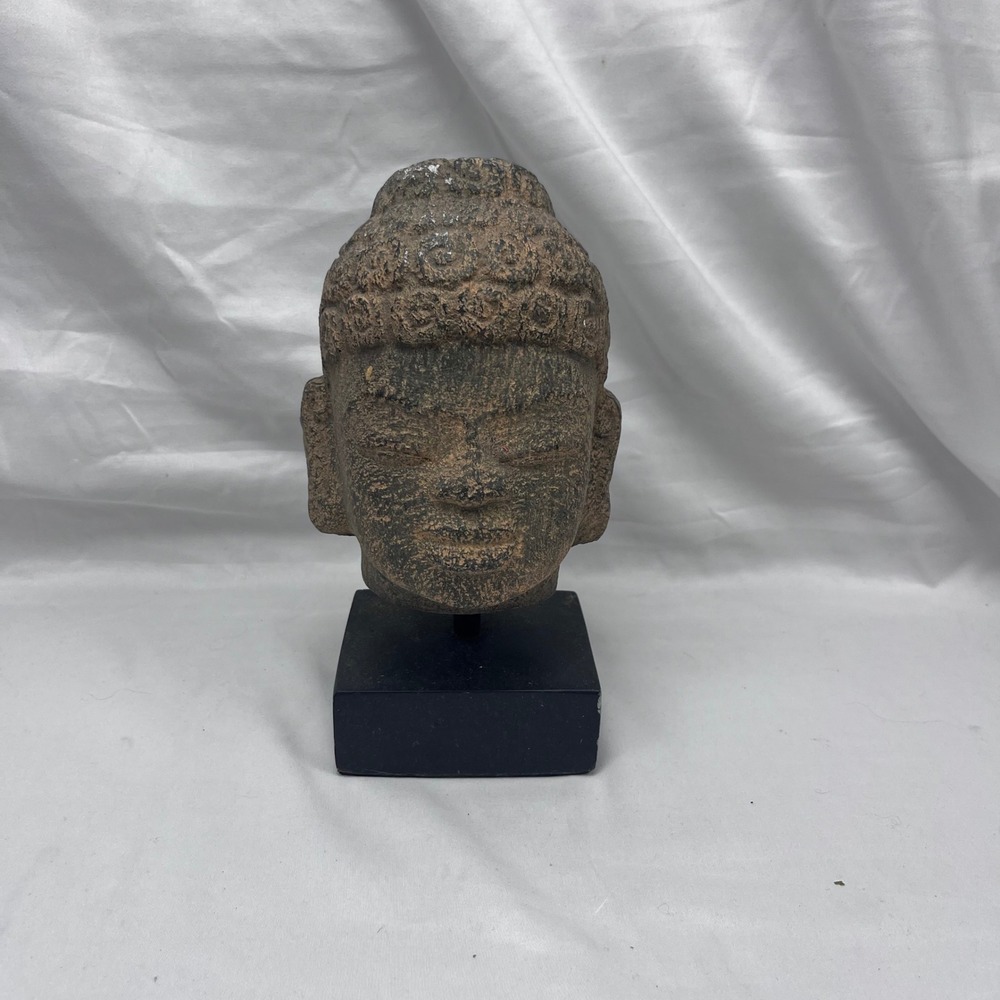 Zen Meditation Decor Weathered Stone Buddha Head Statue